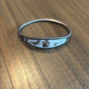 Vintage Mexican Alpaca Silver Hinged Bracelet
